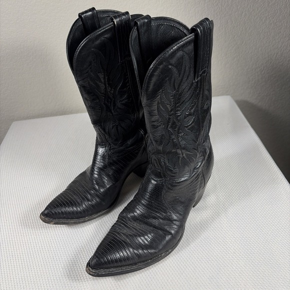 Tony Lama Other - Black Tony Lama Leather Western Boots Men's Pointed Toe Size 9M
